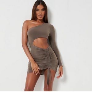 Missguided slinky one shoulder cut out mini dress